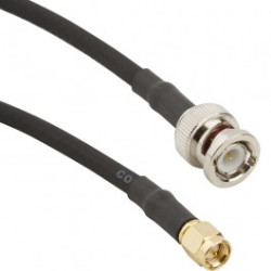 Coaxial cable, BNC plug (straight) to SMA plug (straight), 50 Ω, RG-58/U, grommet black, 1 m, 245101-04-M1.00