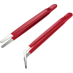 Toolcraft TO-6897171 Tweezers Set Curved/Straight Rubber-Coated Forceps