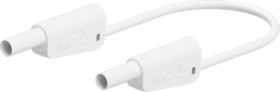 Measuring lead with (4 mm lamella plug, straight) to (4 mm lamella plug, straight), 750 mm, white, PVC, 2.5 mm², CAT II, CAT III