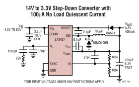 High Voltage 500mA, 200kHz Step-Down Switching Regulator with 100µA Quiescent Current