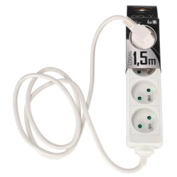 Przedłużacz domowy przenośny LOGAN White 4 - krotny z uziemieniem 1,5m EDO777554 EDO