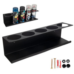 Wieszak uchwyt na spray aerozol czarny metalowy 5 otworów