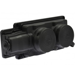 Listwa zasilająca gumowa na 2 gniazda [2P+Z] czarna IP44 HQ (na kabel)