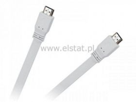 Kabel HDMI - HDMI płaski biały 1.4V 1.8M