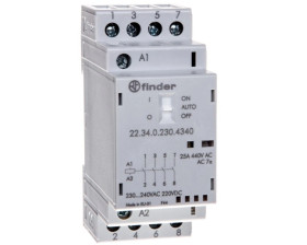 Stycznik modułowy 4Z 25A 230V AC/DC funkcja Auto-On-Off, wskaźnik zadziałania + LED, 35mm 22.34.0.230.4340