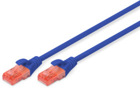 Patch cable, RJ45 plug, straight to RJ45 plug, straight, Cat 6, U/UTP, PVC, 2 m, blue, DK-1612-020/B