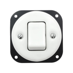 Włącznik światła pojedynczy dwubiegunowy ceramiczny, okrągły podtynkowy biały Ceramic Loft