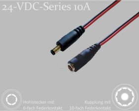 075907 DC extension, 2000 mm, 2,5 mm, 24 V DC, 10 A