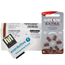 120 x baterie do aparatów słuchowych Rayovac Extra Advanced 312 MF + pendrive 8GB