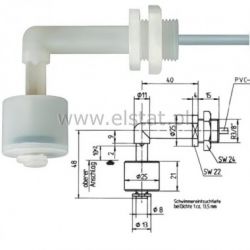 Sonda pływakowa kątowa, NO lub NC 0,5A 10W, biały