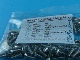 MS5 M3x10 PH-NI WKRĘT DO MET.STOŻ/SOCZE