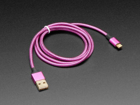 Adafruit Fully Reversible Pink/Purple USB A to micro B Cable - 1m long