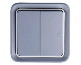 PLEXO55 Łącznik schodowy podwójny z puszką n/t szary 069715