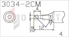 Grot Q305-2CM ścięty minifala 2mm z czujnikiem temperatury do QUICK303D