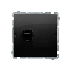 Simon Basic Gniazdo telefoniczne RJ12 (moduł). Montaż gniazda na wkręty do puszki czarny BMT1.02/49