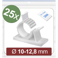 Quadrios 24CA446 Cable mount Self-adhesive White &#xD8; 10-12.8mm 25 pcs Clips
