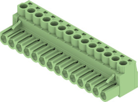Socket header, 14 pole, pitch 5 mm, straight, green, 1410310000