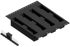 Pin header, 15 pole, pitch 2.54 mm, angled, black, SLLP5SMD06615ZBTR