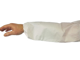 Rękaw ochronny, Biały, Laminat, Elastyczny, Ochrona przed zachlapaniem, Jednorazowe
