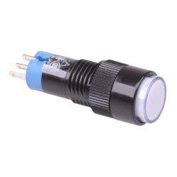 AB1M-A1LW White 10mm Latching Round Push Button Switch IP40 SPDT