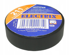 PVC Electrical 19mm Insulating Tape, Waterproof, Fire-Retardant, ELECTRIX - 20m Roll, Black