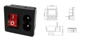 GNIAZDO ZASILAJCE ÓSEMKA DO OBUDOWY Z PRZEŁĄCZNIKIEM TYP1