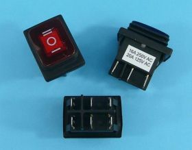 KCD5-B 16A/250V RED ON-OFF-ON 6-PIN