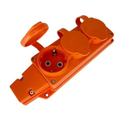 Listwa, gniazdo gumowe potrójne Schuko IP54 pomarańczowe 221.000.301 HOROZ