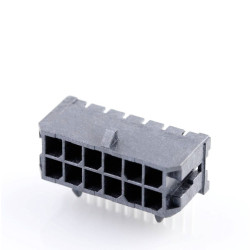 Molex 430451200 Micro-fit Header 12 Pins 3mm Spacing Right-angle Black