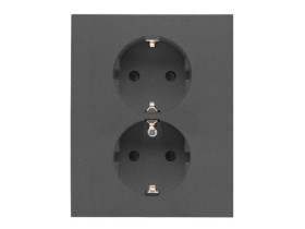 SIMON 55 Gniazdo podwójne z uziemieniem SCHUKO z przesłonami zaciski śrubowe grafitowy mat TGSZ2PZFAR/116 KONTAKT SIMON