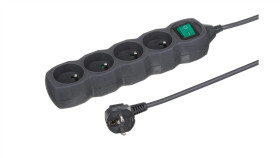 Przedłużacz 4-Gniazdowy, 5M Grafit, Z Wyłącznikiem, 3X1,0Mm Owy / 24360