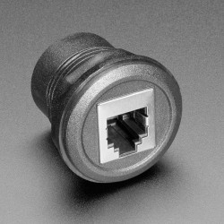 RJ-12 or RJ-11 Telephone Round Panel Mount Adapter Plug