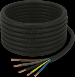 Rubber-sheathed cable H05RR-F, 5 x 1.5 mm, 100 m, black