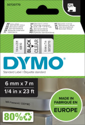S0720770 DYMO D1 tape, 6 mm, black/transparent