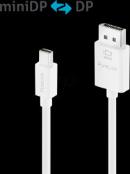 IS2120-030 MiniDP 1.2 connector to DP, iSeries, 4K 60 Hz, white, 3.0 m