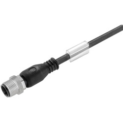 Sensor actuator cable, M12-cable plug, straight to open end, 3 pole, 1.8 m, PUR, black, 4 A, 9457810180