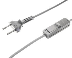 Sznur przyłączeniowy z wyłącznikiem SP/W-190cm srebrny SP/W-190/2X0,5/-SRB YNS10000502