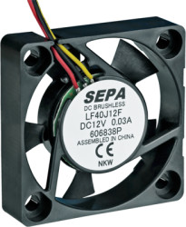 DC axial fan, 12 V, 40 x 40 x 10 mm, 8.3 m³/h, 20 dB, slide bearing, SEPA LF40J12FSE14