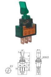 PRZEŁĄCZNIK 2-POZYCJE 3-PINY ON-OF 12V LIZ ZIELONY