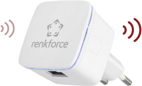 Wzmacniacz sygnału, repeater Wi-Fi Renkforce RF-WR-N300MINI, Szybkość transmisji WLAN: 300 MBit/s, 2.4 GHz