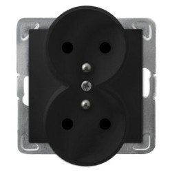 IMPRESJA Gniazdo podwójne z uziemieniem czarny metalik GP-2YRZ/m/33