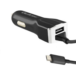 Qoltec Ładowarka samochodowa 12-24V 17W 5V 3.4A USB + kabel Micro USB