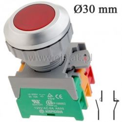 Przycisk,chwilowy podświetlenie czerwone 1NO, 1NC