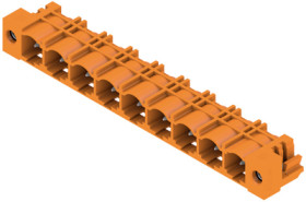 Pin header, 9 pole, pitch 7.62 mm, angled, orange, 1472680000