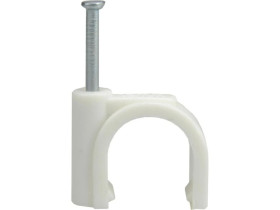 Uchwyty kablowe z gwoździem KLIP / FLOP 16mm białe do kabli i przewodów okrągłych 100szt.