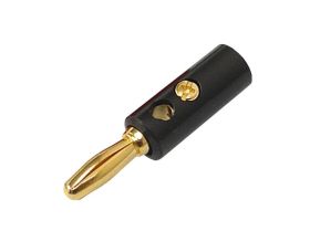 Wtyk bananowy złoty AL2307 z gniazdem czarny (2szt)