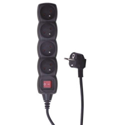 Przedłużacz z wyłącznikiem 4-gniazda z/u 5m /H05VV-F 3G1/ czarny PC1415