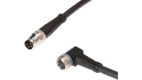 Kabel Połączeniowy, 0,6 M, M8 Żeński (Gniazdo) 4-Pinowy Kątowy, M8 Męski...