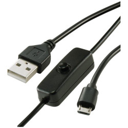 Renkforce RF-4495300 Power Cable 1m Black with On/Off Switch for Pi®/microbit