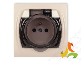 LOGO Gniazdo hermetyczne z uziemieniem (klapka beżowa przesłony torów prądowych) beżowy 1LGPB-1zp KARLIK